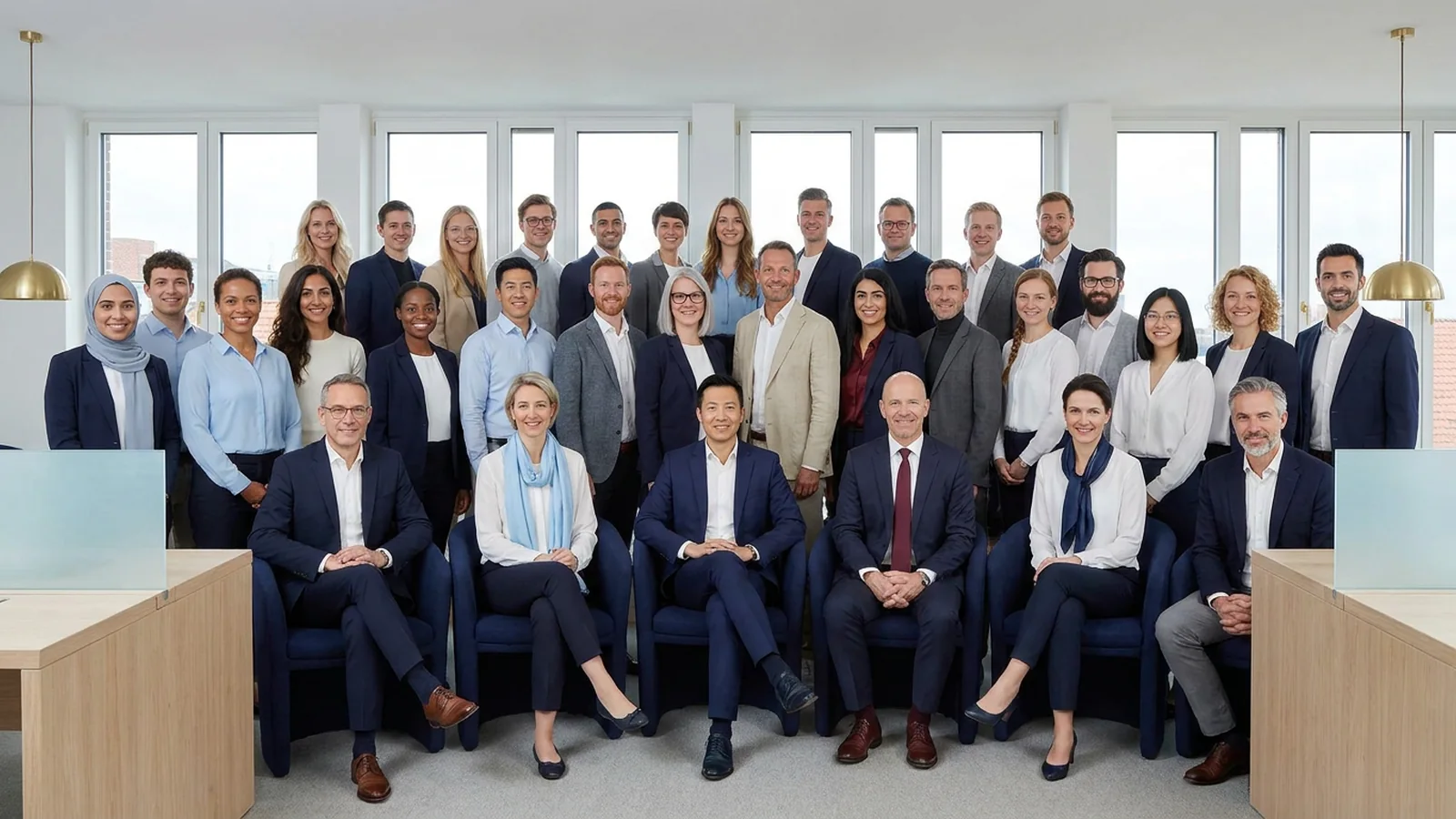 Das gesamte Team der Wewin Consulting GmbH im Büro am Neuen Wall in Hamburg